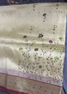 Elegant Cream Saree with Maroon Border