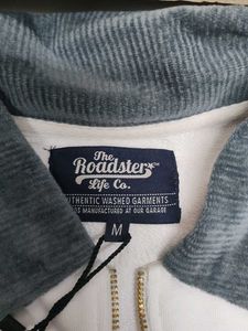 the Roadster Men's White Corduroy Collar Polo Shir