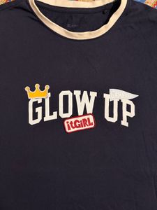 Cute Navy "Glow Up Girl" Oversized T-Shirt