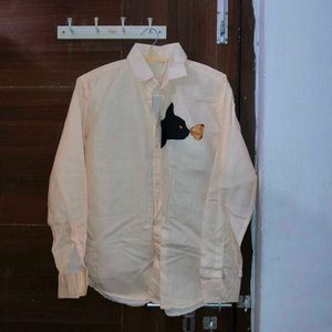 Unique Cat & Butterfly Print Button-Down Shirt