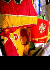 Vibrant Red &amp; Yellow Ethnic Kurta Set