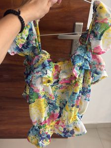 Boho Floral Ruffle Crop Top