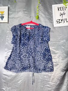 PEPE JEANS Blue Paisley Print Top