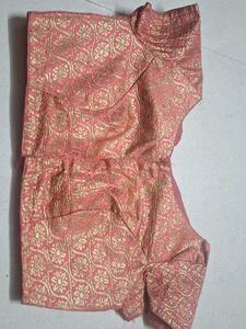 Elegant Red Pink Saree with Golden Border