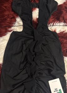 Black Ruffle Bodycon Mini Dress