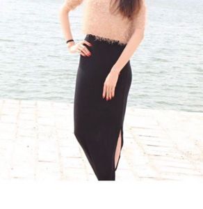 Black Maxi Dress with one side  Slits