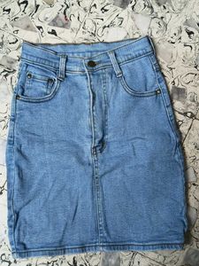 Light Wash Denim Mini Skirt