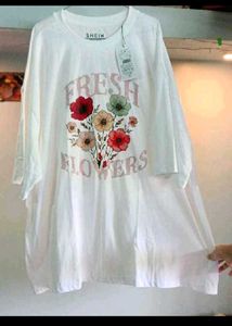 White Graphic T-Shirt with Floral Print