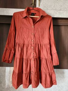 Rust/Brown Shirt Dress - Cotton