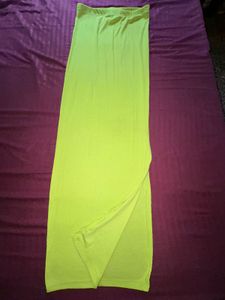 Lime Green Strapless Midi Dress
