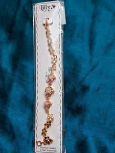 Elegant Rose Gold Bracelet with Pink Gems