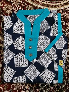 Women’s Red &amp; Teal Kurti Suit with Contrast