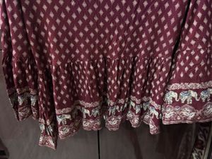 Maroon Printed Peplum Top