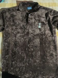 Brown Velvet Polo Shirt