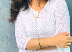 White Chikan Georgette Tunic Top