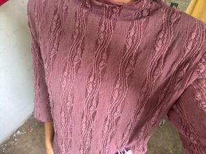purple hue lace detail shirt