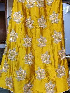 Yellow Embroidered Lehenga Choli Set with gift