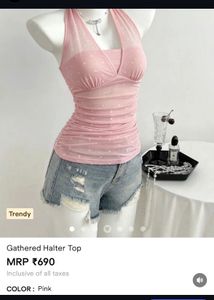Sparkly Tie Up Halter Neck Top