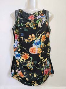 Women's Black Floral Print Sleeveless Top 34"-38"