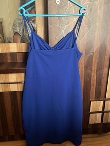 Stunning Blue Ruched Spaghetti Strap Dress