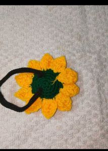 Crocheted Sunflower Hair Tie