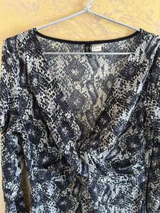 Snakeskin Print Twist Front Dress
