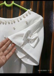 White Pearl Embellished Top