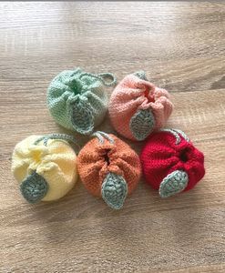 handmade crochet drawstring bag / crochet pouch
