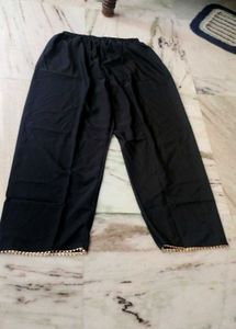 Black Palazzo Pants with golden hem