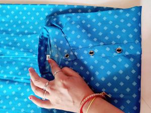 Men's Blue Kurta Set with White Pyjama