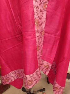 pure Silk Pink Embroidered Dupatta with Ka