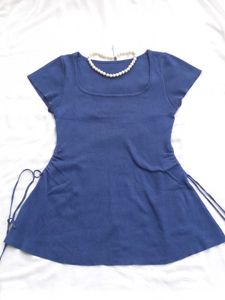 Chic Navy Blue Ruched Top