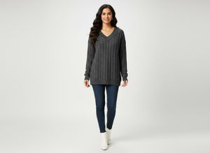 Cozy Gray V-Neck Sweater