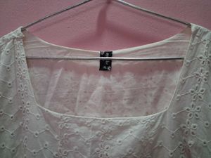 Women's White Cotton Embroidered Schiffli Babydoll