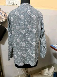 Men's Grey Floral Print Kurta