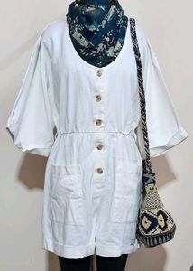 White Denim Romper