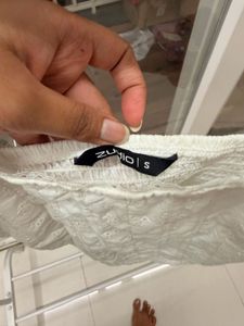 White Eyelet Lace Crop Top
