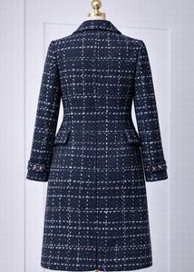Elegant Navy Tweed Overcoat🖤🦋