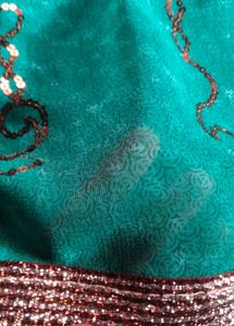Chatpata 90's Teal Embroidered Silk Saree