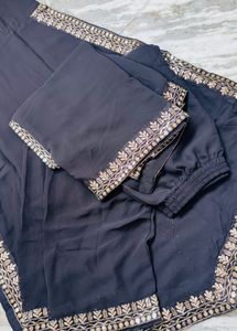 Elegant Black Kurta Set with Gold Embroidery