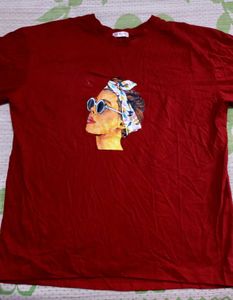 Stylish maroon Graphic Print T-shirt - 1