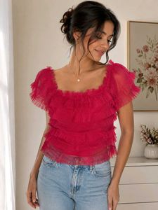 Red Ruffled Layered Top