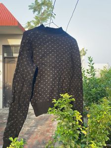 Cute Dog Print Black Knit Sweater
