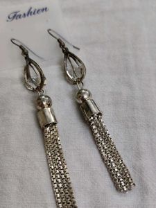 Silver Tassel Dangle Earrings