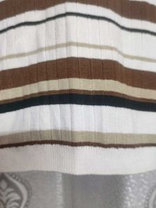 Striped Sleeveless Mock Neck Top