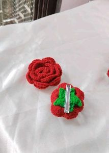 Handmade Crocheted Pink Bow Hair Clip