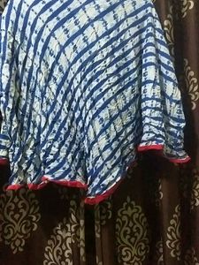 Blue And White Color Long Kurti In Taidai