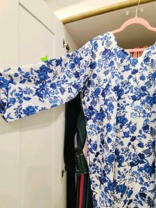 Blue Floral Print Kurta