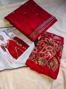 Luxurious Rose pink soft georgette Saree