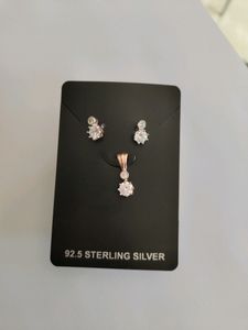 Rose Gold 925 Necklace Set With Hallmark